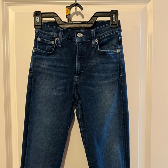 AGOLDE Sophie Skinny Crop Jeans In Claremont Raw Hem Blue Size 25 Made In USA - Picture 4 of 15